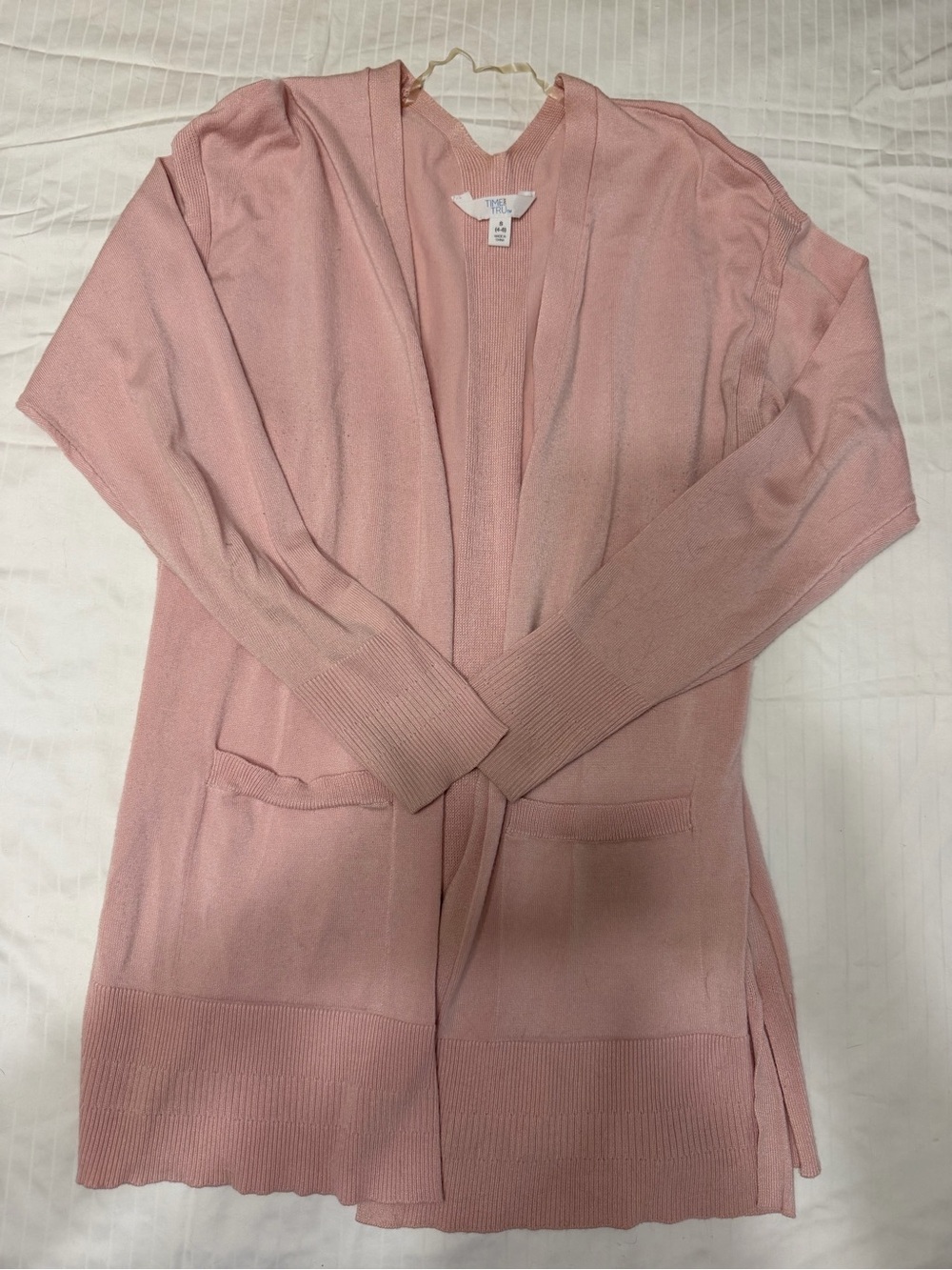 Time and Tru Soft Blush Pink Open Cardigan